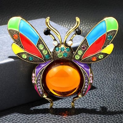 Strass Bij Broches Voor Vrouwen Grote Emaille Vintage Mode Insect Speld 4 Kleuren Beschikbaar Hoge Kwaliteit geel