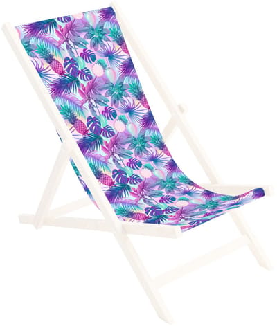 FEROCITY - Vervangbare stoffen hoes voor ligstoel - voor een houten opklapbare ligstoel - Zonder houten stokken - 110 x 45 cm - Polyester - Palmen Magenta-Türkis