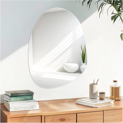 Asymmetrische Wandspiegel van Irregular Glas 45 x 60 cm - Decoratieve Spiegel voor Woonkamer, Badkamer en Hal met HD-kwaliteit