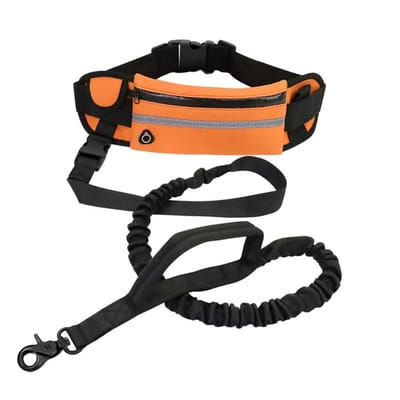 Dailygoods- Jogginglijn met heuptas - Reflecterende buikriem - Handsfree hondenriem - Rekbare hondenriem - Flexibele lengte 125-260 cm - Snelle controle voor hond