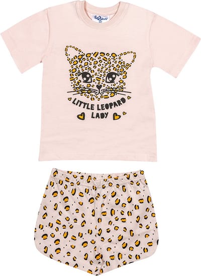 Fun2Wear - Little Leopard Shortama Kids | Lichtroze - Katoen - Maat 92