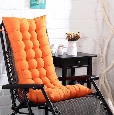 Stoelkussen - Lounger Mat - Buiten Ontspannen - Anti-slip Bandjes - 48 x 155 cm - Oranje