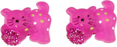 Kinderoorbelletjes poesjes Donkerroze