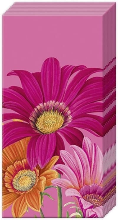 Zakdoeken Joyful Gerbera Pink - IHR - 21x21 cm