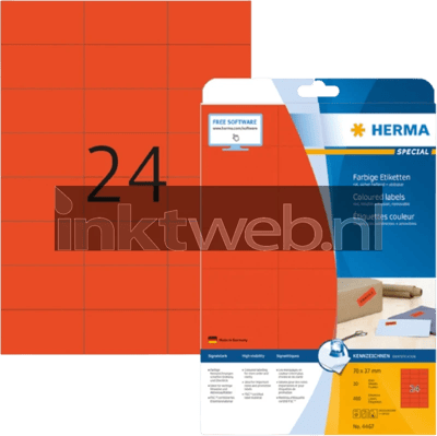 Herma 4467 Verwijderbare Papieretiket 79 x 37mm rood (Origineel)
