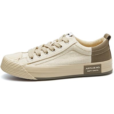 Lente Nieuwe Herenschoenen Modetrend Niche Casual Heren Canvas Schoenen Vetersluiting Platte Lage Top Schoenen Heren 44 beige