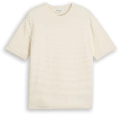 Tom Tailor Denim - Gebreide trui van katoen met relaxte pasvorm - Maat XXL - Gardenia White
