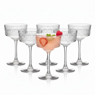 Bar Dedicated Martini Glazen - Cocktailglazen Set van 6 - 350 ml - Uniek Design - Luxe Glaswerk