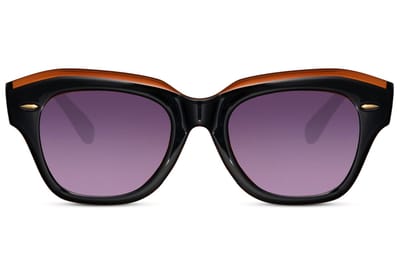 2794 Cat Eye Zonnebril |Driehoekige Vlindervorm Zonnebril| Retro & Classic Bril | Festival , Rave Bril | Carnavalsbril | Zonnebril Dames & Heren | Paars lens |Zwart (glanzend) Montuur| Trendy Party & Outdoor Bril + brillen sleeve & doek