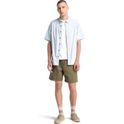 Timberland Short Sleeve Stretch Poplin Shirt Light Blue Taglia: S | Camicie Casual Outlet | Uomo | Blu