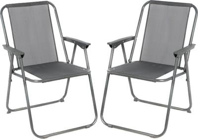 Sunnydays Picnic camping/strand stoel - 2x - aluminium - inklapbaar - grijs - L53 x B55 x H75 cm - klapstoelen