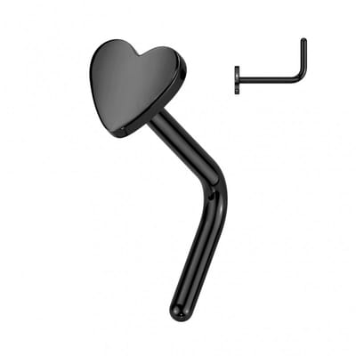 Neuspiercing titanium L-bend hartje 3mm - zwart - LMPiercings