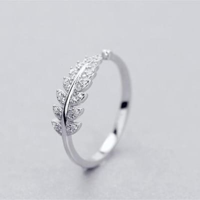 Bague ouverte en argent sterling 925, bijou tendance et exquis, motif feuilles et branches, R019 gray