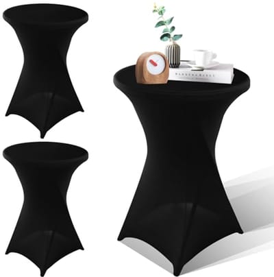 Stretch Hoezen voor Hoge Tafels - Set van 3 - Zwart - 80 x 110 cm - Kreukvrij en Elastisch Tafelkleed