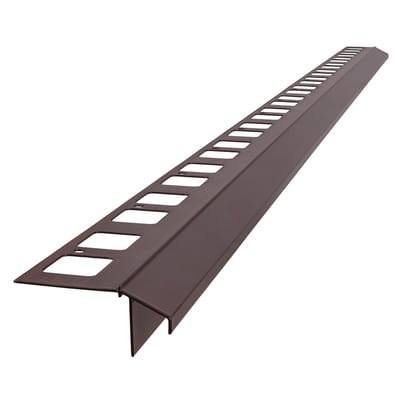 Renoplast® Aluminium Dakrandprofiel K100R 200 cm Bruin - Afwerking Van Terrassen En Balkons - Tegelvloeren Op Lijmmortel - Waterafvoersystemen Hoekprofiel - Corrosiebescherming Balkonprofielen