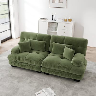 MODFU Modulaire Bank - Zachte Diepe Zitting - Vintage Uitstraling - Voor Woonkamer - Chenille - Groen