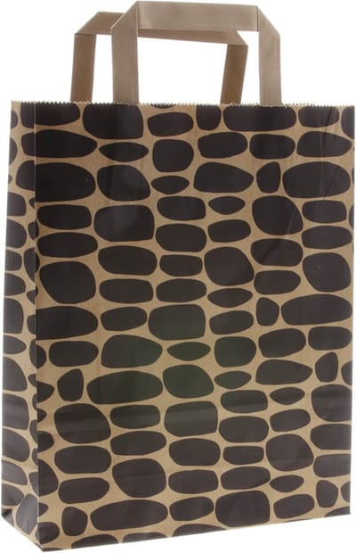 Papieren tasjes 50 stuks Budget - Bruin en Print / Multi colour - A5 22x27x8cm - Cadeautasjes - Papieren tasjes met handvat