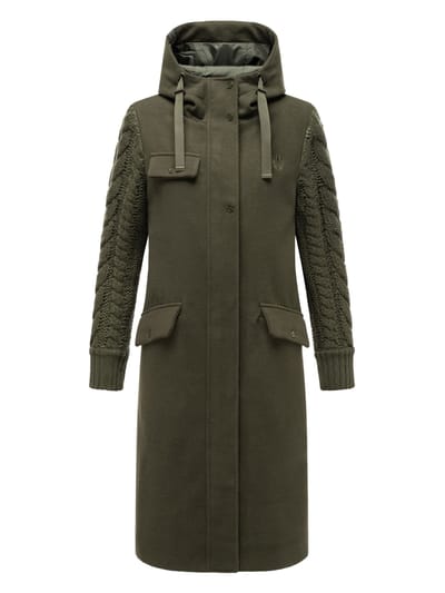 Navahoo Knit Babe dames wintermantel met gebreide mouwen