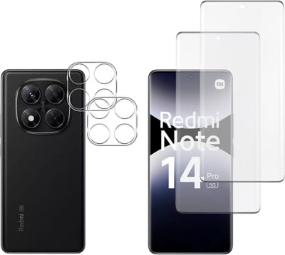 Screenprotector geschikt voor Xiaomi Redmi Note 14 Pro 5G - 2 stuks Beschermglas van glas Transparante glazen schermbeschermfolie + 2 stuks Camera Protector