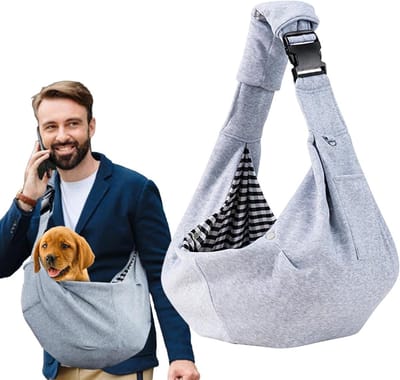 Puppydrager - Dierenhouder Draagdoek - Huisdier Vervoeren - Handsfree Ontwerp - Tot 10 kg - Grijs