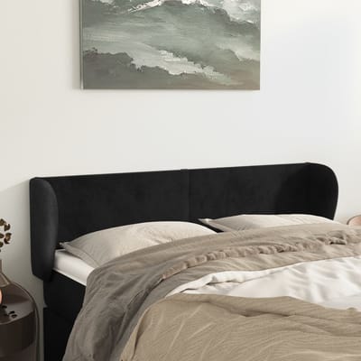 vidaXL - Hoofdbord - met - randen - 147x23x78/88 - cm - fluweel - zwart
