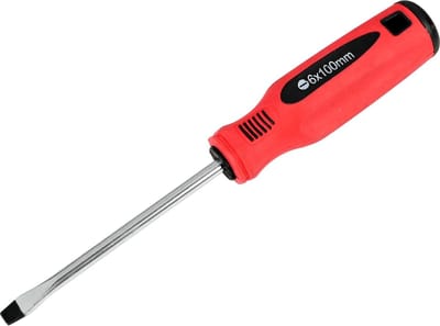Benson Platkop schroevendraaier - ergonomische grip - gehard staal - 6 x 100 mm - oranje/zwart