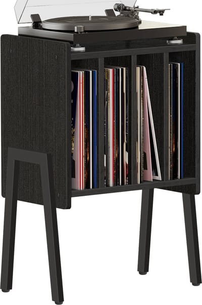 ACAZA LP Opbergsysteem - LP Houder - Zwart - 45 x 30 x 66 cm (L x B x H) - Platenspeler Meubel - Vinyl Opbergsysteem - Platenkast - Platenhouder - 72 Platen