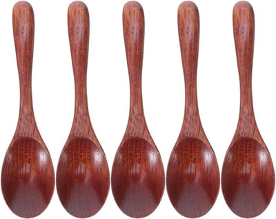 Set van 5 Kleine Houten Koffielepels met Lange Handgreep, Japanse Stirring Lepels voor Honing, Espresso, Dessert, Thee en Sauzen, Ergonomisch Ontwerp