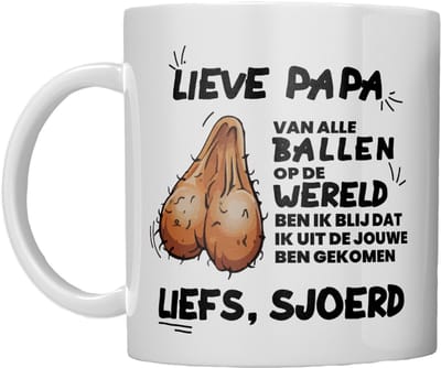 VADERDAG MOK MET HUMOR | VAN ALLE BALLEN OP DE WERELD | GEPERSONALISEERD MET NAAM | WIT | MOK VOOR VADER