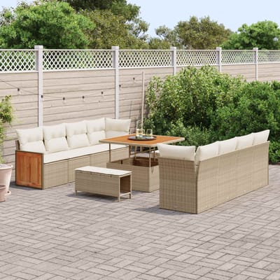 vidaXL - Tuinbank - Set - 11 - st - 11-Aantal - zitplaatsen - Beige - en - Crème