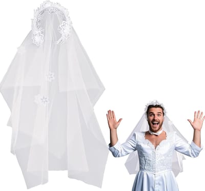 Heren Bruidsluifel, Ghost Bride Luifel voor Cosplay en Halloween, Hoofdband voor Mannen en Vrouwen