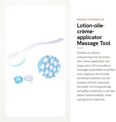 Dailygoods- Massage Tool - Lotion/Crème Applicator - Lange Steel - Huidvriendelijk - Afneembaar Handvat - Uniek Design - Massagestok