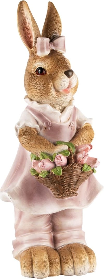 Dekoratief | Bunny staand m/bloemenmand, resina, 15x13x35cm | A240015