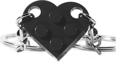 Go Go Gadget - Bouwsteen sleutelhanger - Hart - BFF sleutelhanger - Vriendschap - Koppels - 2-delig - Zwart