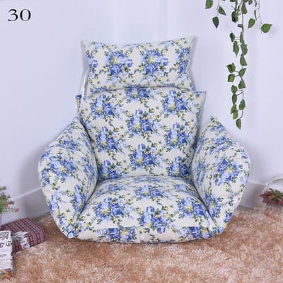 Housse de coussin pour chaise suspendue en forme d'œuf, coussin rond en Papasan pour patio, housse de coussin amovible pour chaise longue de jardin  (Pas de remplissage)