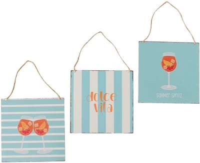 Boltze Home wandbord decoratie Summer Spritz 20cm oranje turquoise.