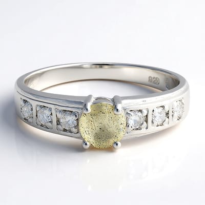 Cavill - Zilveren Ring - 925 Sterling Zilver - Spectroliet 0,39 ct & Witte Topaas 0,239 ct - Elegante, Tijdloze Sieraad Maat 17