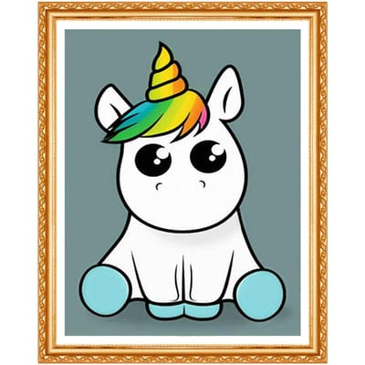 Volledige ronde boor 5D DIY diamant schilderij  Eenhoorn cartoon  3D borduren kruissteek decor 20X30CM black