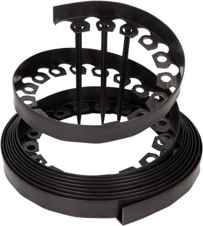Flexible LineBORDER Kunststof Gazonrand - 20 Grondankers - Lengte 10m - Hoogte 4cm - Zwart Lawn Edging