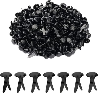 600 Stuks Ronde Messing Klemmen voor Creatief Scrapbooking en Kantoorgebruik - 12 x 8 mm (Zwart)