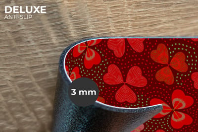 Placemats - 6 stuks - 45x30 cm - Placemat kunststof - Patroon - Klaver - Rood - Borden onderleggers - Decoratie voor op tafel - Keuken tafeldecoratie accessoires - Vinyl onderlegger - Tafelversiering