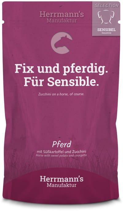Herrmann's Sensitive hond Paard met zoete aardappel 150 gr. - per 14 stuks
