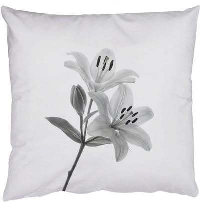 Sierkussens - Kussentjes Woonkamer - 50x50 cm - Lelies - Elegant - Zwart - Wit
