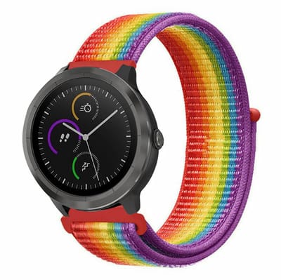 Strap-it Smartwatch bandje nylon - geschikt voor Garmin Vivoactive 4 45mm / Garmin Venu 2 - regenboog