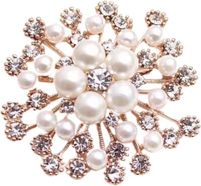 Broche synthetische Parel goudkleur strass 4 cm - Charme Bijoux