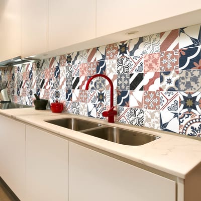 Tegelstickers voor de muur in keuken en badkamer - 60 authentieke Orso cementtegelstickers - 60 stickers van 15x15 cm