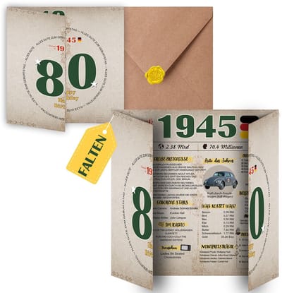 Dailygoods- Verjaardagskaart 60 jaar - Opklapbare Grote - Inclusief Envelop - Vintage Ontwerp - Persoonlijk Cadeau - 300 g/m² Papier - Geboortekaart