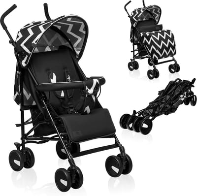Lichtgewicht Kinderwagen - Compacte Reisbuggy - Dagelijks Gebruik - Met één hand opvouwbaar - 6 kg - Zwart/Wit
