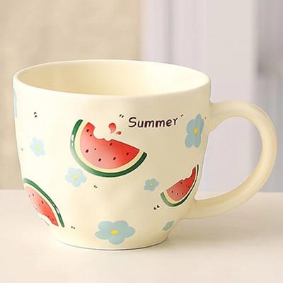 Schattige Keramische Mok met Fruitpatroon Aardbei Koffiekop Havermout Ontbijtkop Waterbeker Valentijnsdag Cadeau Waterbekers voor Stelletjes 360ml