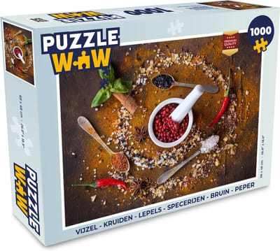 Puzzel Vijzel - Kruiden - Lepels - Specerijen - Bruin - Peper - Legpuzzel - Puzzel 1000 stukjes volwassenen